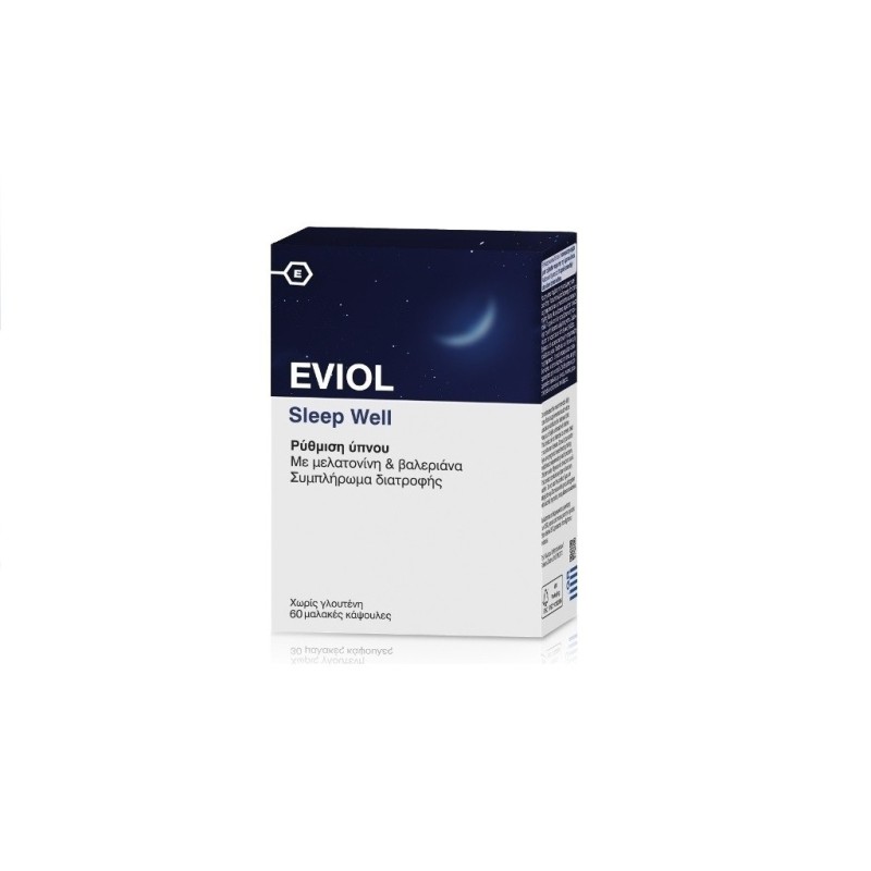 EVIOL Sleep Well Συμπλήρωμα Διατροφής με Μελατονίνη & Βαλεριάνα 60 Μαλακές Κάψουλες