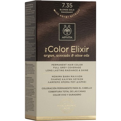 APIVITA My Color Elixir Μόνιμη Βαφή Μαλλιών με 3 Πολύτιμα Έλαια Argan , Αβοκάντο & Ελιάς Απόχρωση Ξανθό Μελί Μαονί 7.35