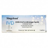 SINGCLEAN IVD Covid 19 & Flu Antigen Rapid Test Kit Colloidal Gold Method Ρινικό Τεστ Ταχείας Ανίχνευσης Αντιγόνου Κορωνοϊού και Γρίπης 1τμχ