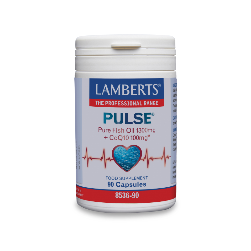 LAMBERTS Pulse Pure Fish Oil 1300mg & CoQ10 100mg Υψηλής Ισχύος Ιχθυέλαιο σε Συνδυασμό με Υψηλής Ποσότητας Συνενζύμου Q10 90 Κάψουλες