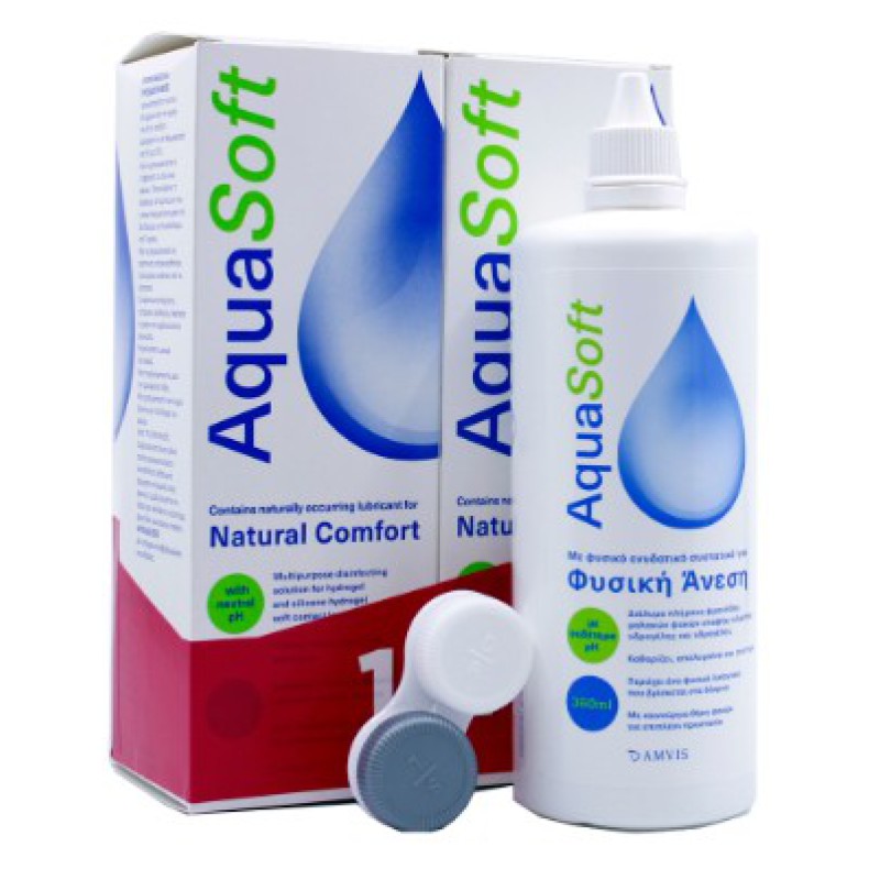 AQUASOFT 1+1 Διάλυμα Πλήρους Φροντίδας Φακών Επαφής 2 x 360ml