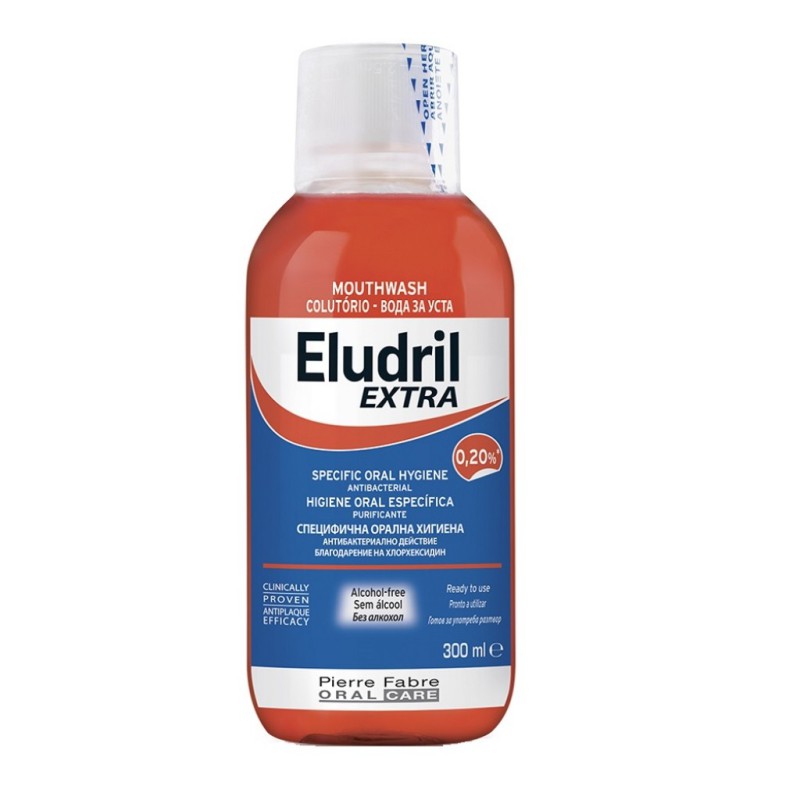ELUDRIL Extra Στοματικό Διάλυμα με Χλωρεξιδίνη 0,2% και Χωρίς Αλκοόλη 300ml