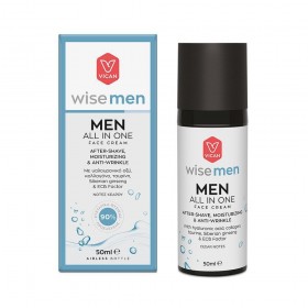 VICAN Wise Men All In One Face Cream After-shave, Ενυδατική και Αντιγηραντική 24ωρη Κρέμα για τον Άνδρα 50ml