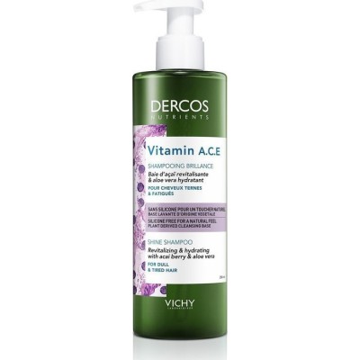 VICHY Dercos Nutrients Vitamin A,C,E Shine Shampoo Σαμπουάν Λάμψης για Θαμπά Μαλλιά 250ml