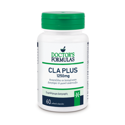 DOCTOR'S FORMULAS CLA Plus 1250mg Συμπλήρωμα Διατροφής που Αναστέλλει τη Λιπογένεση  & Διεγείρει τη Μυική Αναπτυξη 60 Μαλακές Κάψουλες