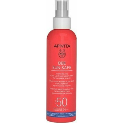 APIVITA Bee Sun Safe Hydra Melting Ultra-Light Face & Body Spray Αντηλιακό & Ενυδατικό Σπρέι Ελαφριάς Υφής για Πρόσωπο και Σώμα SPF50 200ml