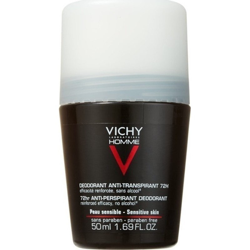 VICHY Homme Deodorant Ανδρικό Αποσμητικό Roll on για 72 ώρες 50ml