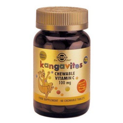 SOLGAR Kangavites Vitamin C 100mg Συμπλήρωμα Διατροφής για Παιδιά 3 Ετών και Άνω 90 Μασώμενες Ταμπλέτες