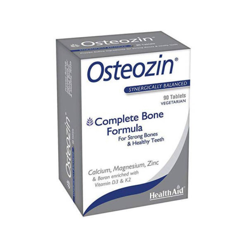 HEALTH AID Osteozin Συμπλήρωμα Διατρο΄φης για την Υγεία των Οστών με Ασβέστιο , Μαγνήσιο , Ψευδάργυρο και Βόριο 90 Ταμπλέτες