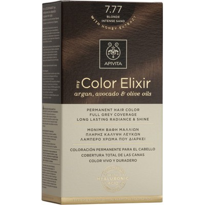 APIVITA My Color Elixir Μόνιμη Βαφή Μαλλιών με 3 Πολύτιμα Έλαια Argan , Αβοκάντο & Ελιάς Απόχρωση Ξανθό Έντονο Μπεζ 7.77