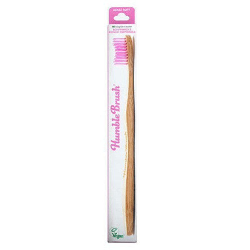 THE HUMBLE CO. Adult Soft Toothbrush Οδοντόβουρτσα απο Μπαμπού με Μαλακή Τρίχα Χρώμα Ρόζ 1τμχ 