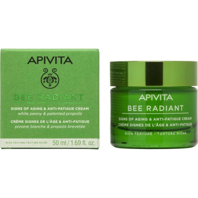 APIVITA Bee Radiant Signs of Aging & Anti-Fatigue Cream Κρέμα για Σημάδια Γήρανσης & Ξεκούραστη Όψη Πλούσια Υφής 50ml