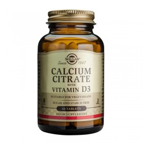 SOLGAR Calcium Citrate 250 mg with Vitamin D3 60 Ταμπλέτες
