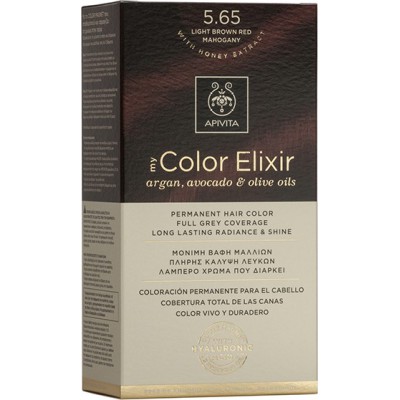 APIVITA My Color Elixir Μόνιμη Βαφή Μαλλιών με 3 Πολύτιμα Έλαια Argan , Αβοκάντο & Ελιάς Απόχρωση Καστανό Ανοιχτό Κόκκινο Μαονί 5.65