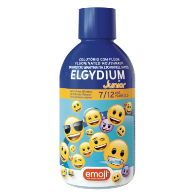 ELGYDIUM Junior Emoji Φθοριούχο Στοματικό Διάλυμα για Παιδιά 7 Έως 12 Ετών με Γεύση Κόκκινα Μούρα 500ml