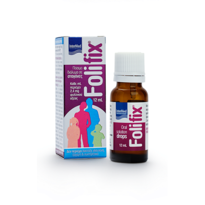 INTERMED Folifix Πόσιμο Διάλυμα Φυλλικού Οξεός σε Σταγόνες 12ml