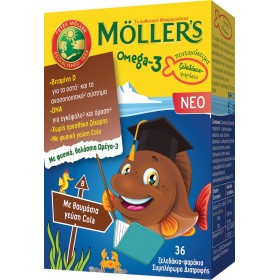 MOLLER'S Omega-3 για Παιδιά Ψαράκια-Ζελέδάκια Cola 36 Ζελεδάκια