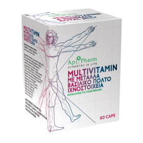 APIPHARM Multivitamin Συπλήρωμα Διατροφής με Μέταλλα , Βασιλικό Πολτό και Ιχνοστοιχεία 60 Κάψουλες