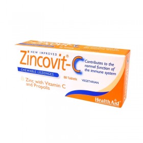 HEALTH AID Zincovit-C Συμπ΄λήρωμα Διατροφής με Ψευδάργυρο , Βιταμίνη C και Πρόπολη για την Ενίσχυση του Ανοσοποιητικού Συστήματος 60 Ταμπλέτες