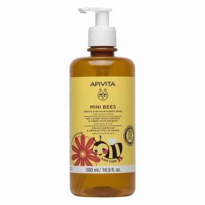 APIVITA Mini Bees Gentle Kids Hair & Body Wash Παιδικό Απαλό Σαμπουάν και Αφρόλουτρο με Καλέντουλα και Μέλι 500ml