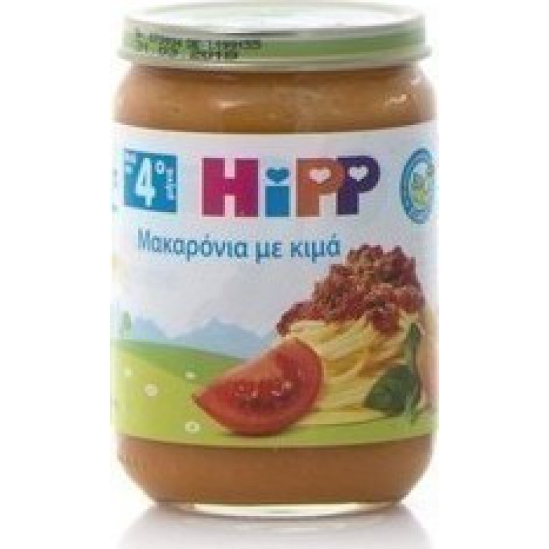 HIPP Έτοιμες Παιδικές Τροφές σε Βαζάκια-Μακαρόνια με Κιμά Βιολογικής Καλλιέργειας 5m+ 190gr