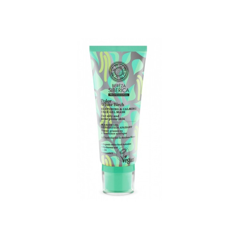 BEREZA SIBERICA Professional Polar White Birch Restoring & Calming Face Gel Mask Ενυδατική Τζέλ Μάσκα Αποκατάστασης & Εξισορρόπησής για Λιπαρή και Ακνεϊκή Επιδερμίδα 100ml