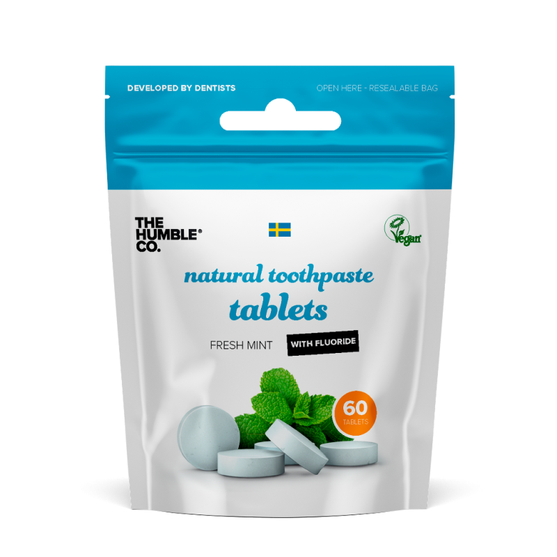 THE HUMBLE CO. Ntural Toothpaste Tablets Φυσική Οδοντόκρεμα σε Ταμπλέτες με Φθόριο & Γεύση Μέντα 60 Ταμπλέτες 