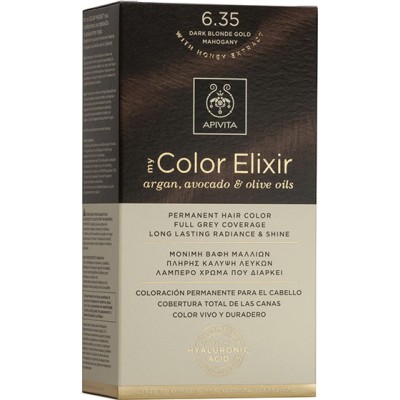 APIVITA My Color Elixir Μόνιμη Βαφή Μαλλιών με 3 Πολύτιμα Έλαια Argan , Αβοκάντο & Ελιάς Απόχρωση Ξανθό Σκούρο Μελί Μαονί 6.35