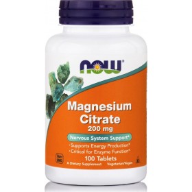 NOW FOODS Magnesium Citrate 200mg 100 Tablets