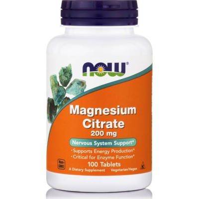 NOW FOODS Magnesium Citrate 200mg 100 Tablets