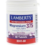 LAMBERTS Magnesium 375 100% NRV Συμπλήρωμα Διατροφής Μαγνησίου 60 Ταμπλέτες