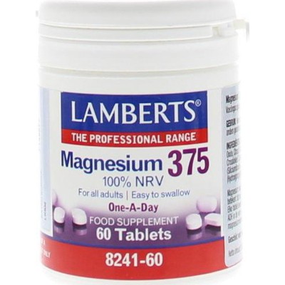LAMBERTS Magnesium 375 100% NRV Συμπλήρωμα Διατροφής Μαγνησίου 60 Ταμπλέτες