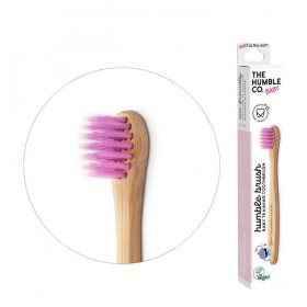 THE HUMBLE CO. Baby Ultra Soft Toothbrush Βρεφική Οδοντόβουρτσα απο Μπαμπού με Πολύ Μαλακή Τρίχα Χρώμα Ρόζ 1τμχ
