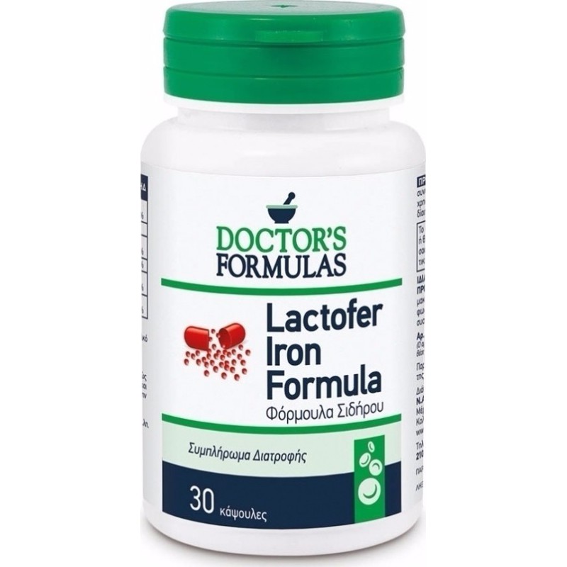 DOCTOR'S FORMULAS Lactofer Iron Formula Συμπλήρωμα Διατροφής με Φόρμουλα Σιδήρου 30 Κάψουλες