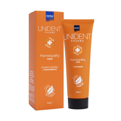 INTERMED Unident Pharma Homeopathy Care Toothpaste Stevia Οδοντόκρεμα για Χρήση σε Συνδυασμό με Ομοιοπαθητική Χωρίς Φθόριο 75ml