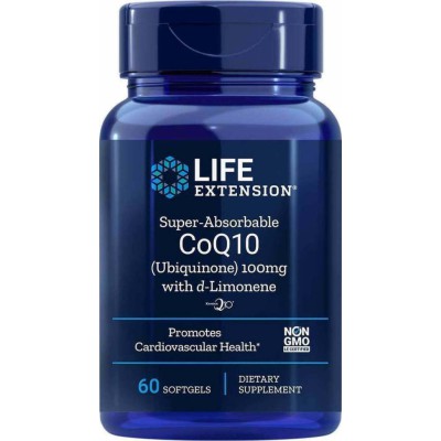 LIFE EXTENSION Super Absorbable CoQ10 100mg (Ubiquinone) with d-Limonene 60 Softgels