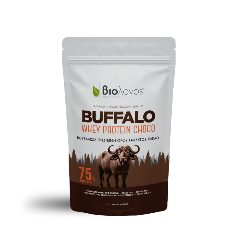 ΒΙΟΛΟΓΟΣ Buffalo Whey Protein Choco Βουβαλίσια Πρωτείνη Ορού Γάλακτος Κακάο 75% 500g