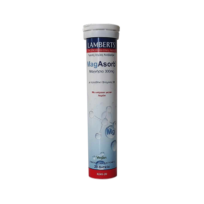 LAMBERTS MagAsorb 300mg Συμπλήρωμα Διατροφής με Μαγνήσιο 20 Αναβράζοντα Δισκία LAMBERTS MagAsorb 300mg Συμπλήρωμα Διατροφής με Μαγνήσιο 20 Αναβράζοντα Δισκία
