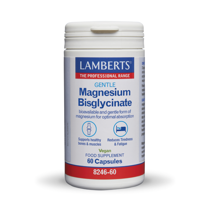 LAMBERTS Gentle Magnesium Bisglycinate Συμπλήρωμα Διατροφής με Δισγλυκινικό Μαγνήσιο 60 Κάψουλες