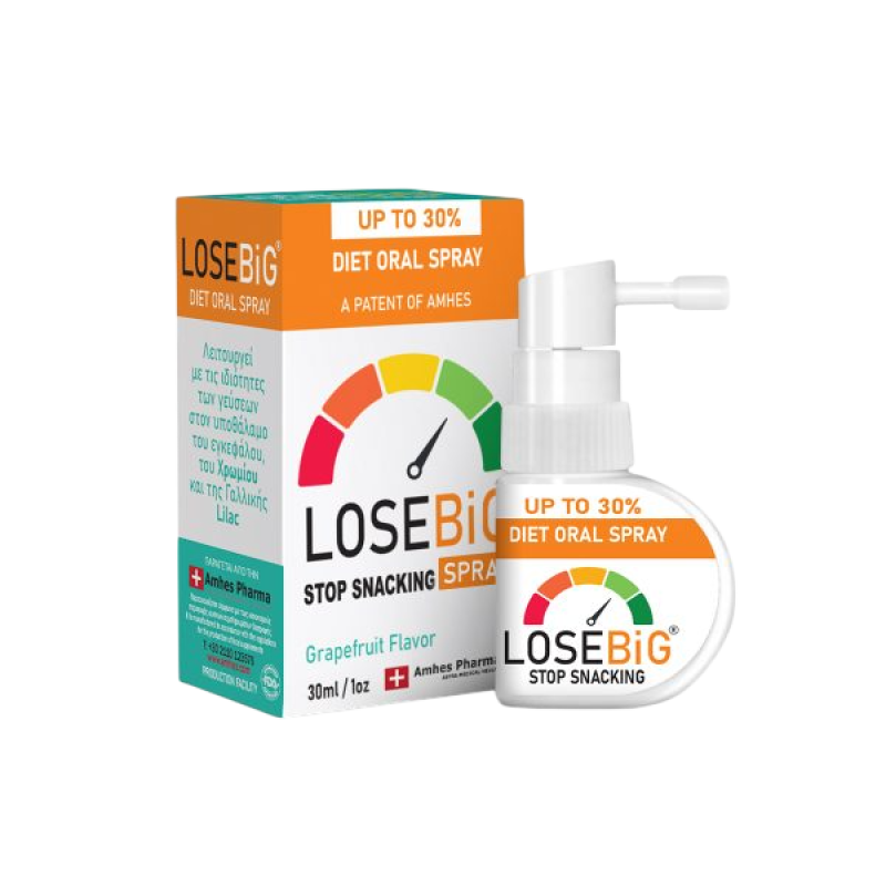 LOSEBIG Diet Oral Spray Stop Snacking Συμπλήρωμα Διατροφής για Σταμάτημα του Τσιμπολογήματος με Γεύση Γκρέιπφρουτ 30ml
