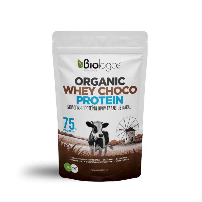 ΒΙΟΛΟΓΟΣ Organic Whey Choco Protein Πρωτείνη Ορού Γάλακτος Κακάο 75% 500g